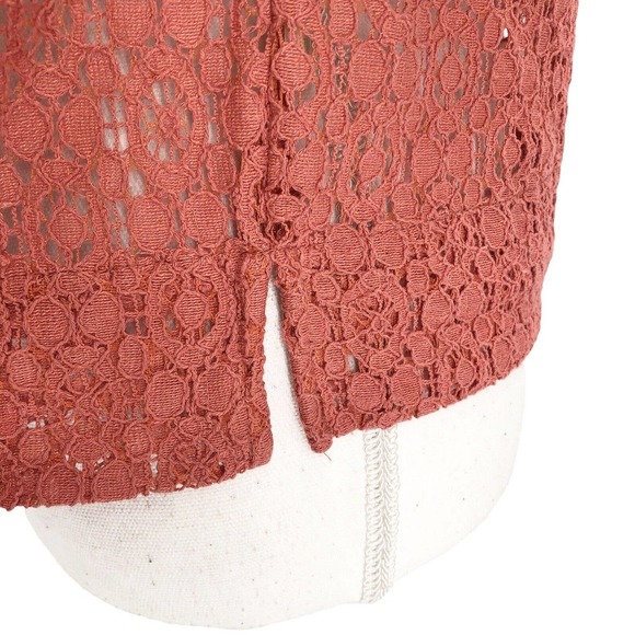 Staring at Stars Womens Size XS Crochet Lace Blouse 3/4 Sleeve Coral Pullover - Picture 5 of 9